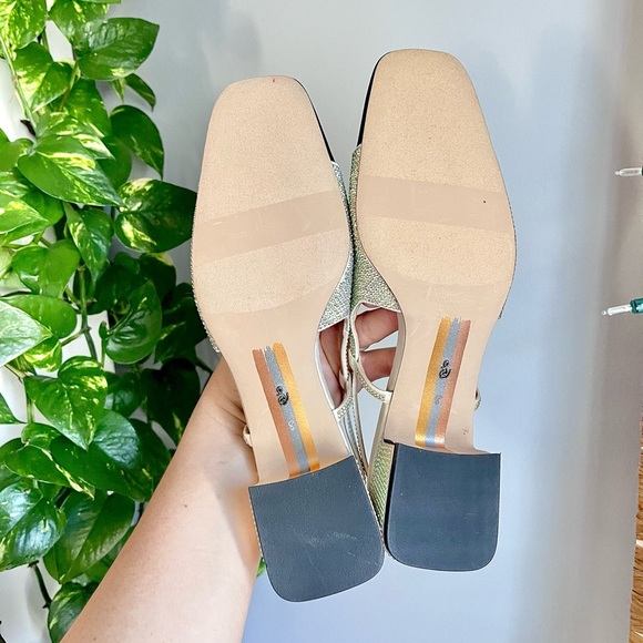 Sam Edelman Tarra Glitz Slip-On Slingback Pumps Crystal Embellishment - Picture 8 of 13